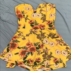 Windsor Strapless Yellow Floral Romper